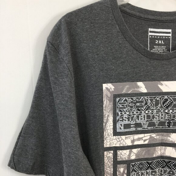 Sean John Crew Neck Heather Gray Graphic Tee Size 2XL EXCELLENT Condition - Picture 4 of 6